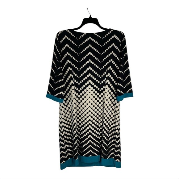 Studio One Shift Dress18W Black Cream Polka Dot 3/4 Sleeve Midi Stretch Cocktail - Picture 3 of 8